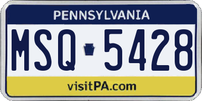 PA license plate MSQ5428