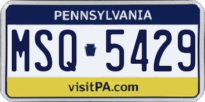 PA license plate MSQ5429