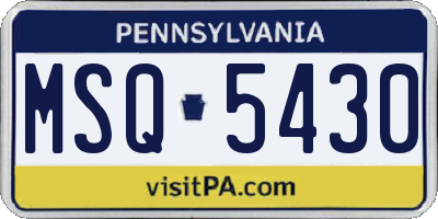 PA license plate MSQ5430