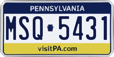 PA license plate MSQ5431