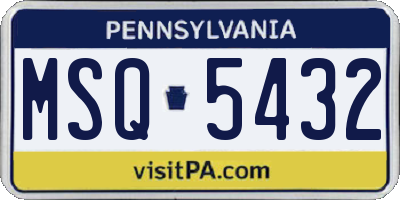 PA license plate MSQ5432