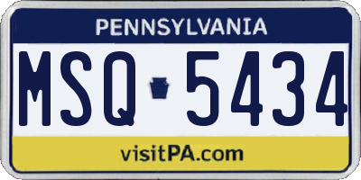 PA license plate MSQ5434