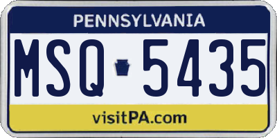 PA license plate MSQ5435