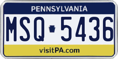 PA license plate MSQ5436