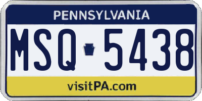 PA license plate MSQ5438