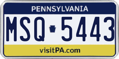 PA license plate MSQ5443