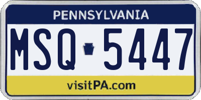 PA license plate MSQ5447