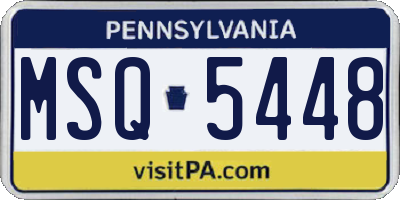PA license plate MSQ5448