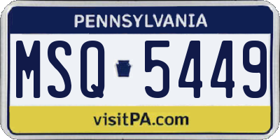 PA license plate MSQ5449