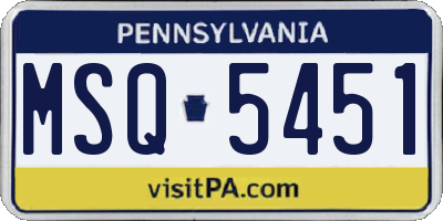 PA license plate MSQ5451