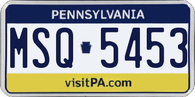 PA license plate MSQ5453