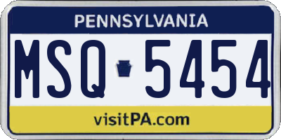 PA license plate MSQ5454