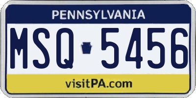 PA license plate MSQ5456