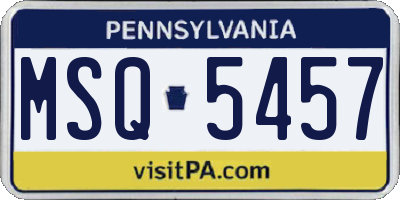 PA license plate MSQ5457