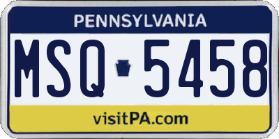 PA license plate MSQ5458