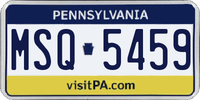PA license plate MSQ5459