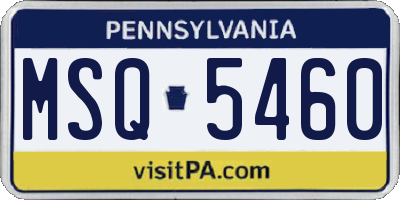 PA license plate MSQ5460