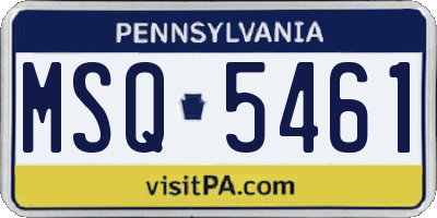 PA license plate MSQ5461