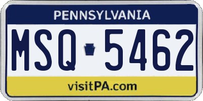 PA license plate MSQ5462