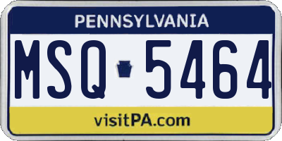 PA license plate MSQ5464