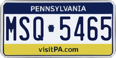 PA license plate MSQ5465