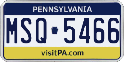 PA license plate MSQ5466