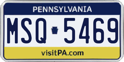 PA license plate MSQ5469