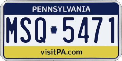 PA license plate MSQ5471