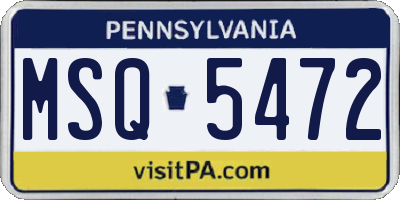 PA license plate MSQ5472