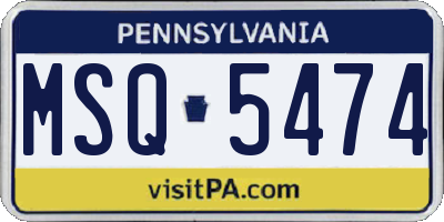PA license plate MSQ5474