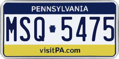 PA license plate MSQ5475