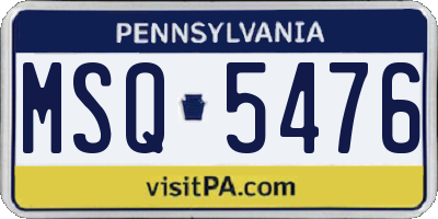 PA license plate MSQ5476