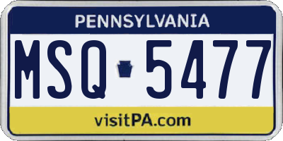 PA license plate MSQ5477