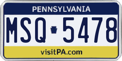 PA license plate MSQ5478