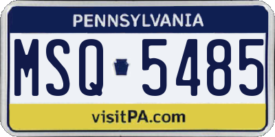 PA license plate MSQ5485