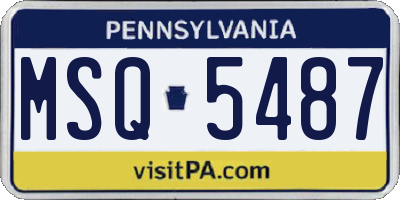PA license plate MSQ5487