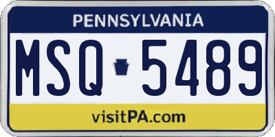 PA license plate MSQ5489