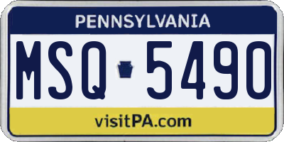 PA license plate MSQ5490