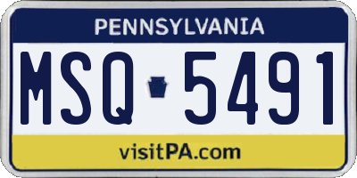 PA license plate MSQ5491