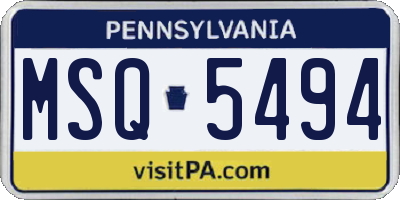 PA license plate MSQ5494