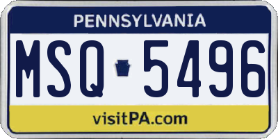 PA license plate MSQ5496
