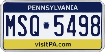 PA license plate MSQ5498