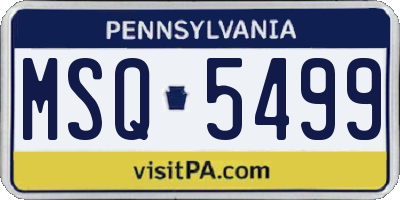 PA license plate MSQ5499