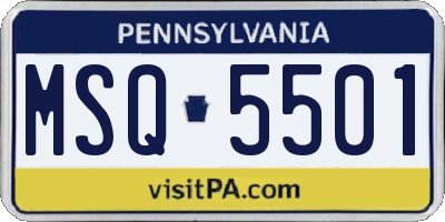 PA license plate MSQ5501