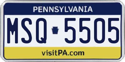 PA license plate MSQ5505