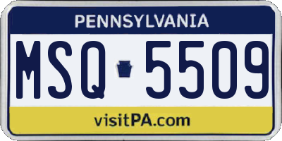 PA license plate MSQ5509