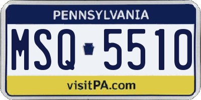 PA license plate MSQ5510