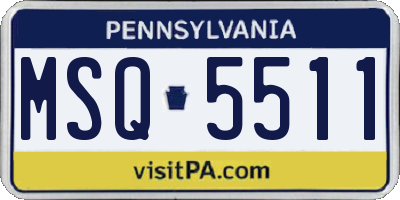 PA license plate MSQ5511