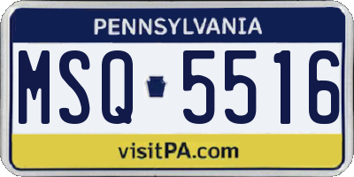 PA license plate MSQ5516