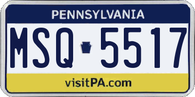 PA license plate MSQ5517